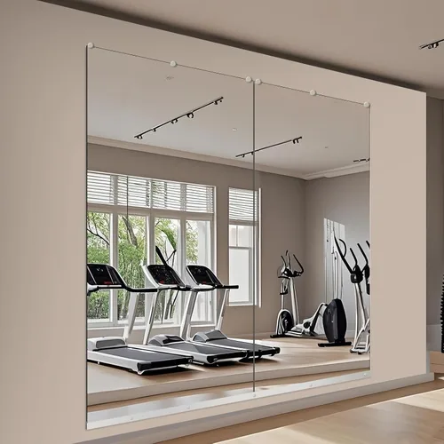 Vista 7 de JAMBALAY Espejo de cristal templado para el gimnasio en casa, 2 piezas de 48 x 30 pulgadas, espejos grandes de cuerpo completo HD para baile, yoga