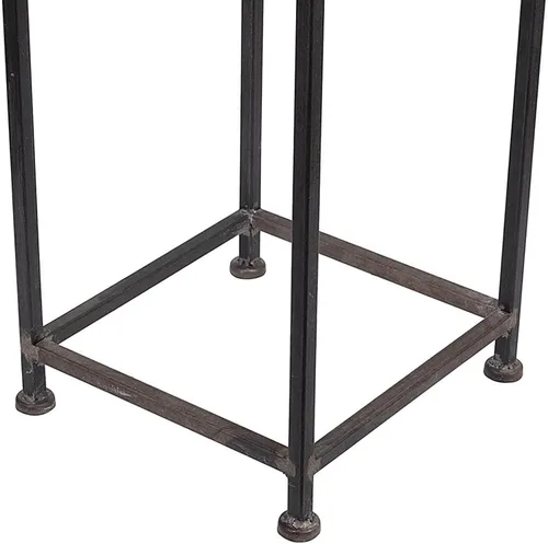 Vista 4 de Estante decorativo de leña moderno en forma de casa, ayuda de apilamiento alto para uso en y exteriores, estante de troncos de metal con asa