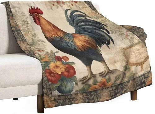 Vista 50 de Manta de gallo con encanto de campo, manta de forro polar de felpa de 30 x 40 pulgadas, manta de franela súper suave para decoración de sofá, cama