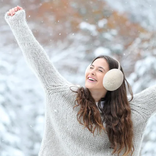 Vista 4 de Geyoga Ear Muffs 4 Pieces Faux Fur Warm Ear Covers Foldable Winter Women Furry Ear Muffs Women's Ear Warmers