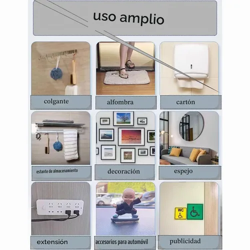 Vista 6 de Cinta de espuma de doble cara, cinta de montaje resistente, 56 piezas de cinta autoadhesiva de 0.118 pulgadas de grosor, almohadillas fuertes negras