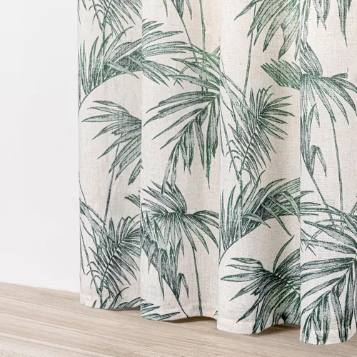 Vista 5 de MYSKY HOME Cortinas de lino para sala de estar de 84 pulgadas de largo, juego de 2 paneles de decoración semitransparentes, cortinas verdes