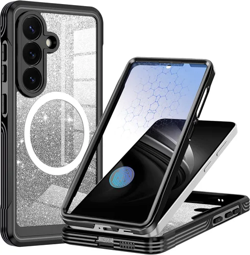 Vista 17 de Hekodonk Funda magnética para Galaxy A17 5G, [compatible con Magsafe] [Protector de pantalla de vidrio templado integrado] [tarjeta con purpurina]