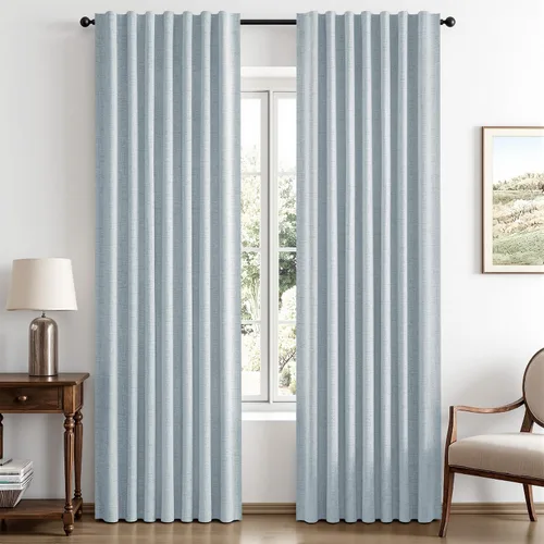 Vista 19 de MIULEE Cortinas de lino 100% opacas para dormitorio, marfil sólido, decoración de lujo, aislamiento térmico, cortinas oscurecedoras para sala