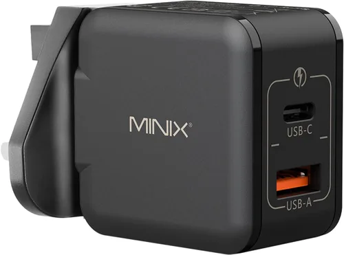 Vista 8 de MINIX P1 Mini Cargador USB C de 30 W, Cargador GaN de 33 W PPS de 2 Puertos con 1 Puerto USB-C, 1 Puerto USB-A con Enchufe Plegable, Compatible