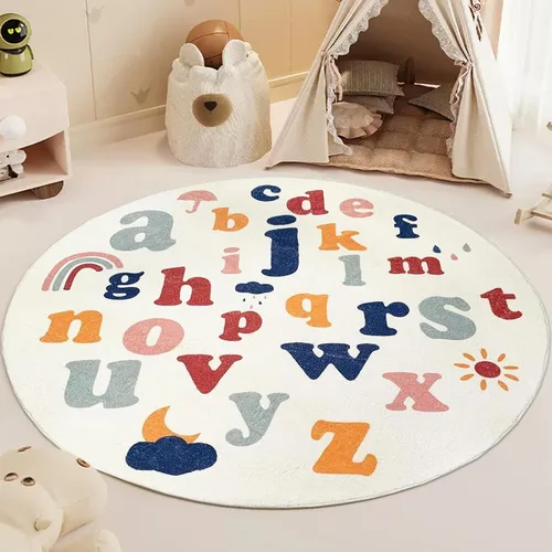 Vista 10 de ABREEZE Alfombra de juego para niños, alfombra mullida de lana sintética para niños, 3.3 x 5 pies, antideslizante, con número ABC, aprendizaje