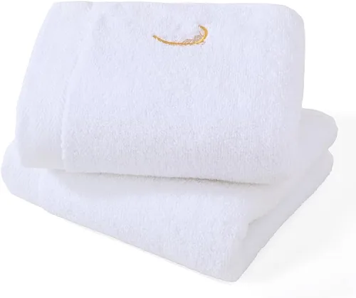Vista 9 de YiLUOMO Gold Feathers Embroidered Elegant White Hand Towels Super Soft 100% Cotton Highly Absorbent Decorative Hand Towel Set for Bathroom Hotel &