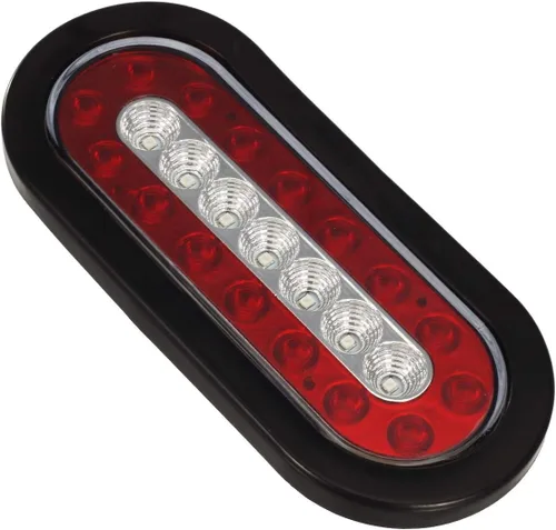 Vista 4 de Partsam 2 luces LED ovaladas de freno para remolque de camión de 6 pulgadas, luces traseras para luces traseras rojas y ámbar, luces direccionales