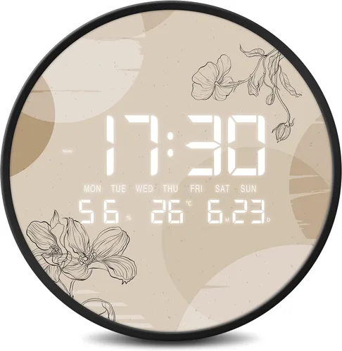 Vista 9 de Reloj de pared LED digital para el hogar y la oficina, bohemio, 12" Estilo bohemio