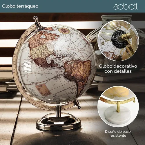 Vista 3 de Abbott Collection 57-LATITUDE-10 - Globo decorativo pequeño giratorio, dorado/negro, 11 pulgadas de alto Negro/dorado