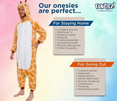 Vista 5 de FUNZIEZ! - Disfraz de Halloween para adultos, de animales y criaturas marinas mameluco de felpa para adultos (mujeres y hombres)