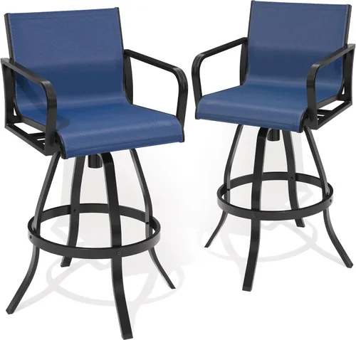 Vista 15 de Pellebant Juego de 2 taburetes de bar giratorios para exteriores, sillas giratorias de 30 pulgadas con tela Sunbrella y marco de aluminio, taburetes