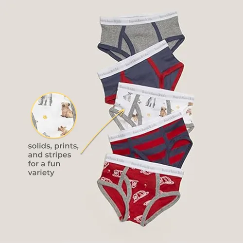 Vista 5 de Burt's Bees Baby Conjunto de ropa interior para niño, transpirable, 100% algodón orgánico, paquete de 5 para niños de 2 a 8 años