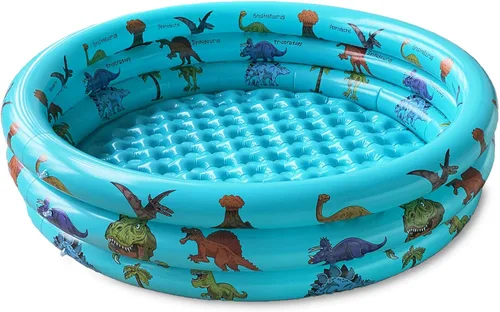 Vista 8 de Piscina inflable de dinosaurio para bebés, piscina infantil de 48 x 12 pulgadas