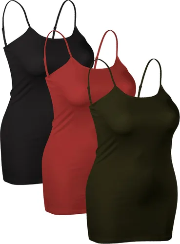 Vista 268 de Emmalise Camisola larga casual básica para mujer, con tirantes ajustables, top en capas