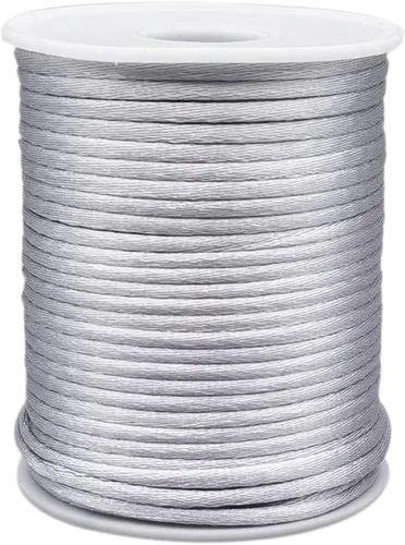 Vista 9 de INSPIRELLE Cordón de satén de 3mm negro, cordón de seda Rattail, hilo de nudo chino para hacer joyas, carrete de 50 yardas