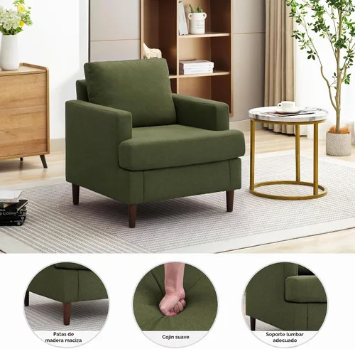 Vista 4 de Weture Silla decorativa Mid-Century, sillón verde, sillas de sala de estar