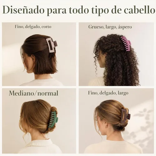 Vista 5 de TOCESS Paquete de 8 pinzas grandes para el cabello para mujer, pinzas grandes para cabello fino y grueso, rizado, agarre fuerte de los años 90, 4.33