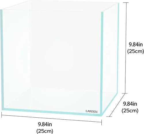 Vista 2 de LANDEN 25C 3.7 Galones Cubo Tanque de Acuario Sin Montura de Hierro Bajo, W9.84×D9.84×H9.84 pulg(25x25x25cm) 5mm de Grosor con Almohadilla