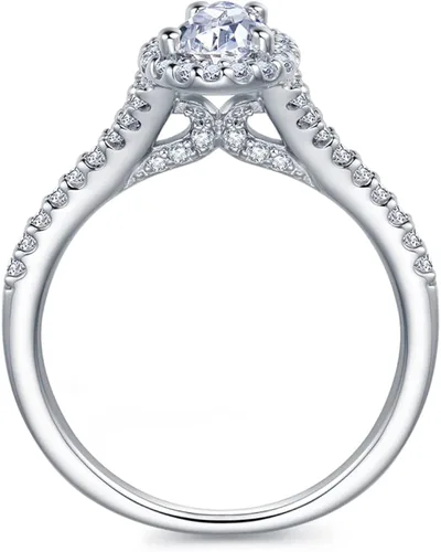 Vista 2 de HAFEEZ CENTER True D Color VVS - Anillos de compromiso de moissanita con halo flotante de micropave de corte pera de 1 ct para mujer