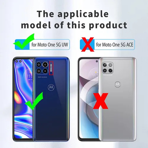Vista 2 de Funda de teléfono compatible con Moto G 5G Plus/Moto ONE 5G UW, parte trasera de policarbonato duro transparente de doble capa + cubierta protectora