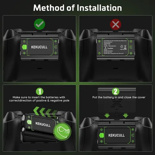 Vista 7 de Paquete de baterías recargables con estación de carga compatible con Xbox Series XSXbox One Wireless Controller, 2 baterías recargables de 2500 mAh