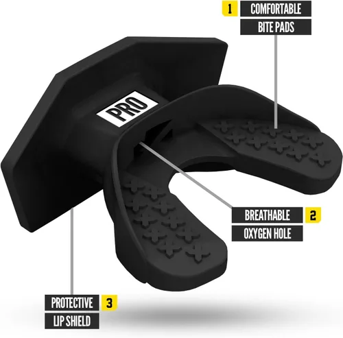 Vista 2 de Protector bucal de fútbol americano Nxtrnd One Pro, correa intercambiable, se adapta a adultos y jóvenes (negro)
