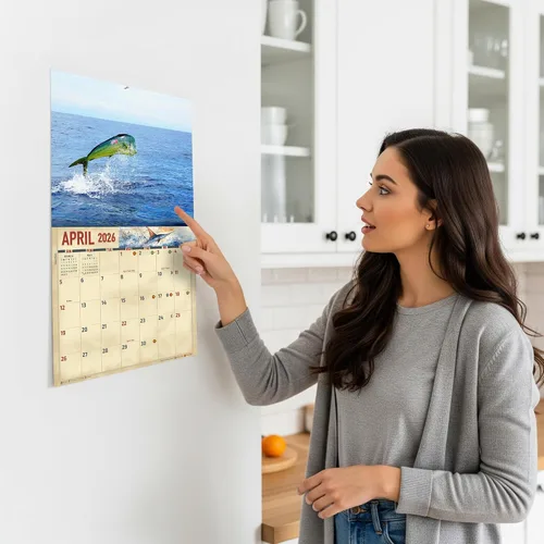 Vista 3 de The KING Company-Monster Calendars - Calendario de pared de pesca de agua salada 2026, tamaño XL, 14 x 22 pulgadas, calendario de pesca deportiva