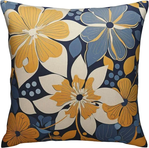 Vista 2 de Fundas de almohada de flores azul marino, fundas de cojín geométricas modernas, fundas de almohada decorativas para el hogar, fundas de almohada
