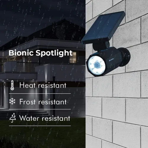 Vista 6 de Bell+Howell Bionic Spotlight Deluxe - Luz solar con sensor de movimiento de 25 pies, paneles solares, resistencia al agua contra las heladas, patio