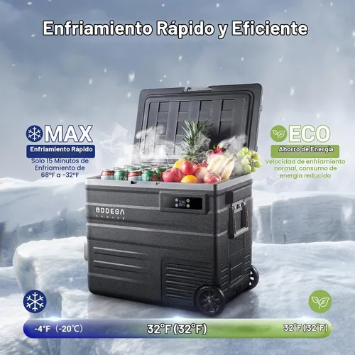 Vista 2 de BODEGACOOLER - Refrigerador de coche de 12 voltios, refrigerador de automóvil de 58 cuartos (55 L) con ruedas, congelador portátil
