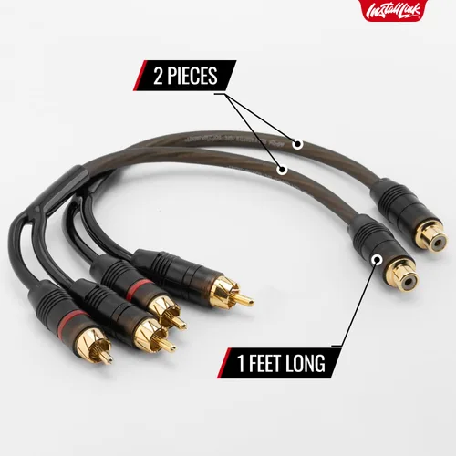 Vista 4 de Install Link - Cable de audio RCA para subwoofer o cable estéreo, adaptador en Y 1-hembra a 2-macho divisor, paquete de 2