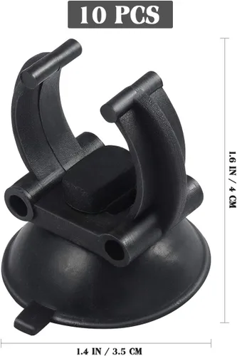 Vista 6 de POPETPOP 10pcs acuario ventosa taza para línea de aire tubo cable titular (negro)
