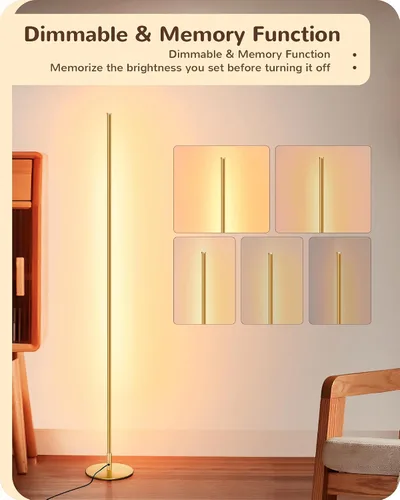 Vista 3 de Lámpara de pie EDISHINE, lámparas de pie con control remoto y interruptor de pie para sala de estar, lámpara de pie regulable del 10% al 100% con 7
