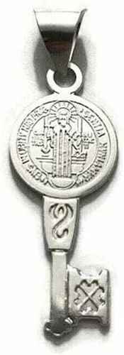 Vista 2 de 925 Silver Saint Benedict key pendantmedalla de San Benito llave plata - P63