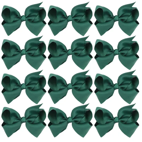 Vista 13 de Lazos para el cabello de 4 pulgadas para niñas y bebés, 12 unidades, color sólido (verde manzana)