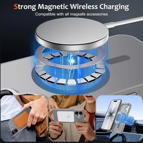 Vista 1350 de Anuck - Funda magnética para iPhone 11 compatible con MagSafe, carcasa trasera mate translúcida dura, borde de TPU, delgada, resistente a impactos
