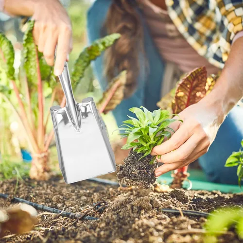 Vista 5 de Generic Pala de jardín de acero inoxidable - Mini paleta de mano para plantar trasplante y aflojar el suelo - Herramienta duradera de jardinería al