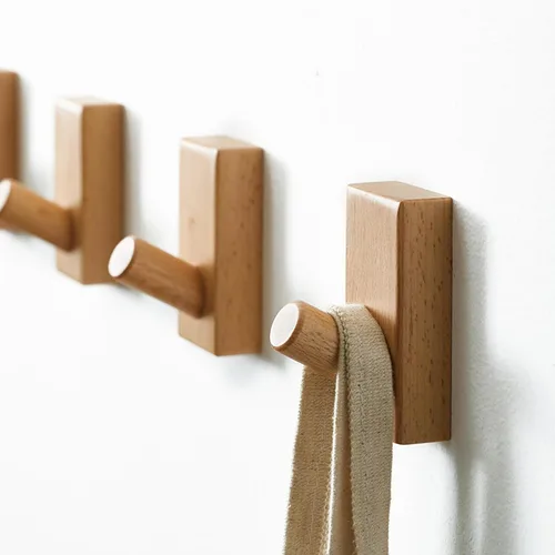 Vista 6 de QUELLANCE Ganchos de Madera para Abrigos Montados en Pared - Paquete de 4 Ganchos de Pared para Colgar Batas y Ganchos para Toallas para Baño