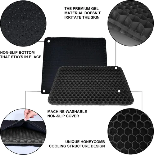Vista 2 de Yimiyaa Cojín de Gel para Asiento, Cojín de Gel Grueso Doble en Forma de Huevo para Alivio del Dolor por Presión, Almohadillas Transpirables