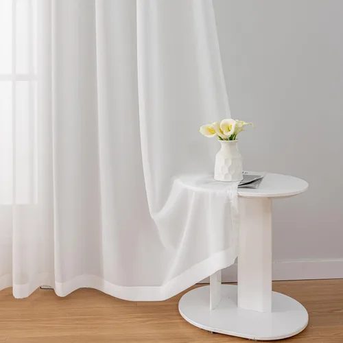 Vista 5 de Cortinas traslúcidas blancas con pliegues elegantes de 84 pulgadas, 1 panel, cortinas plisadas para sala de estar, puerta corrediza de vidrio