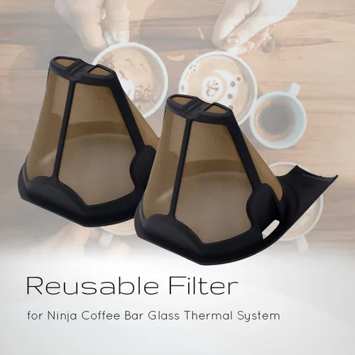 Vista 2 de Paquete de 2 filtros reutilizables originales de repuesto OEM para barra de café Ninja Sistema térmico de vidrio compatible con todos los modelos