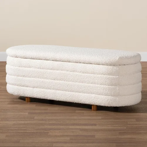 Vista 10 de Baxton Studio Betiana Modern Japandi - Banco de almacenamiento de madera con acabado marrón nogal Gris claro/marrón nogal