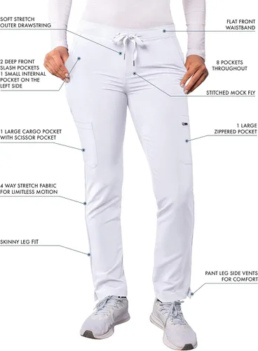 Vista 3 de Pantalones Adar Addition Scrubs, ropa quirúrgica, ajustados, con cordón, estilo cargo, para mujer