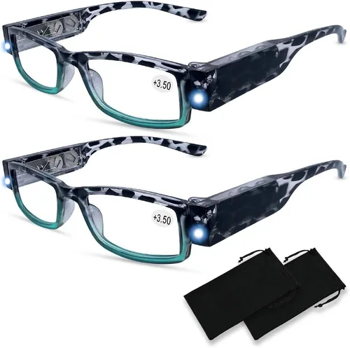 Vista 10 de Gafas de lectura con luz brillante lectores LED lupa iluminada lector nocturno