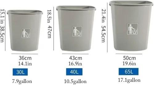 Vista 2 de Botes de basura comerciales de plástico Brute sin tapa, para laboratorio, oficina, saneamiento, basura (color beige, 30 litros)