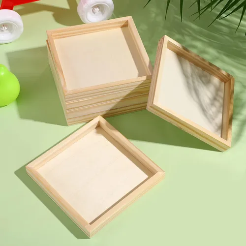 Vista 9 de 6 bandejas de madera sin terminar bandejas de madera para servir DIYBlank tableros de madera para manualidades, proyectos, pintura, suministros