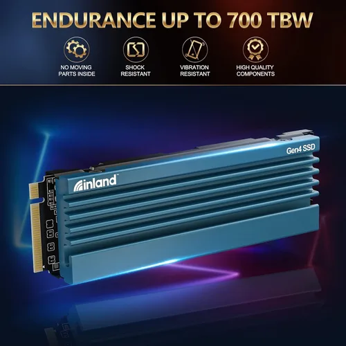 Vista 6 de INLAND de 1 TB Gaming Performance Plus NVMe, unidad de estado sólido SSD interna para juegos con disipador de calor, optimizada para PS5 - Gen4