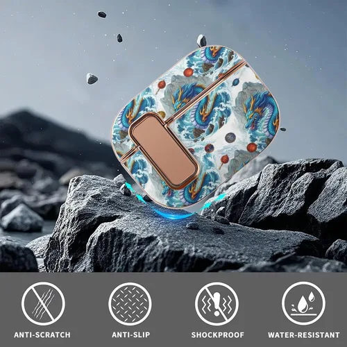 Vista 6 de Funda protectora de plástico suave compatible con Airpods Pro 2, funda de carga inalámbrica Dragon, accesorios para mujer