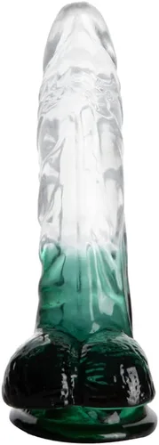 Vista 8 de FST Consolador realista de eje curvado, estimulación del punto G, pene con fuertes testículos de succión y diseño de venas para estimulación sexual